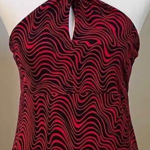 Michael Kors keyhole red halter top